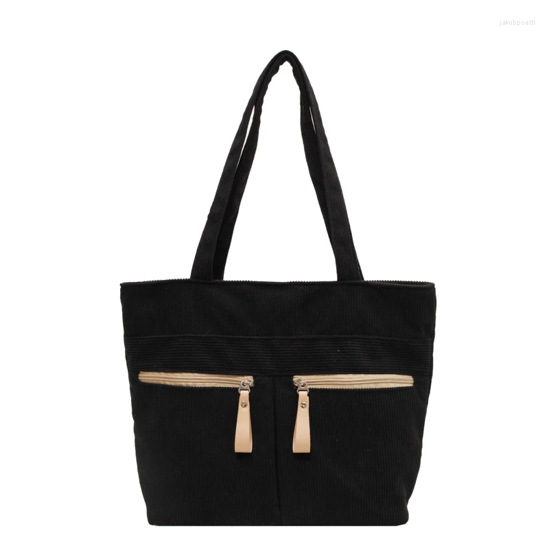 Evening Bags Corduroy Casual Totes Solid Cloth Shoulder 2024 Winter Large Capacity Shopping Japan Korea Cotton Simple Packages