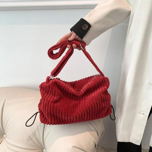 Bolsas de noche Pana Sólida Moda Hombro Cremallera Mujer en venta 2024 Hilo de coser de alta calidad Bolsa cruzada Bolsas de Ombro