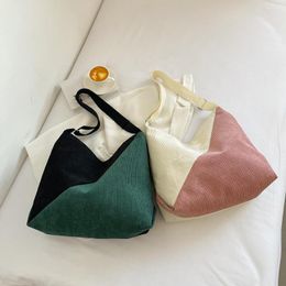 Borse da sera Borsa a tracolla da donna in velluto a coste Borsa da donna di grande capacità Moda Casual Contrasto di colore Semplice regolabile per lo shopping di strada