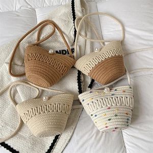 Sacs de soirée Coton Corde Bodet Sac à bandoulière pour femmes Handamade Woven Handbag Summer Beach Drawstring Crossbody Purse