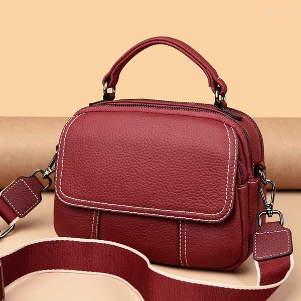 Bolsas de noche Bolsa de cuero de vaca 2023 Otoño Invierno Cuero de mujer Soft Zero Wallet Moda Versátil Messenger Múltiple Abrigo