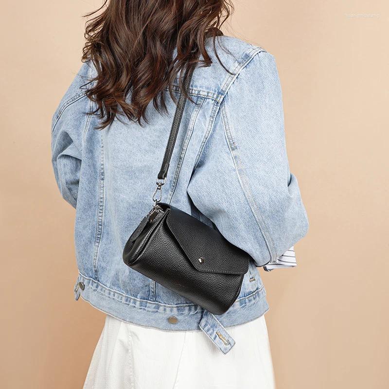 Evening Bags Cowhide Leather Women Luxury Small Bag Fashion Delicate Black Office Worker Shoulder Ladies Femal Crossbody