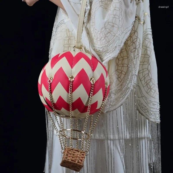 Bolsas de noche Globo creativo Damas Bolso de hombro único Cadena Botón magnético de mano Euramerican Skew Cuero Mujeres