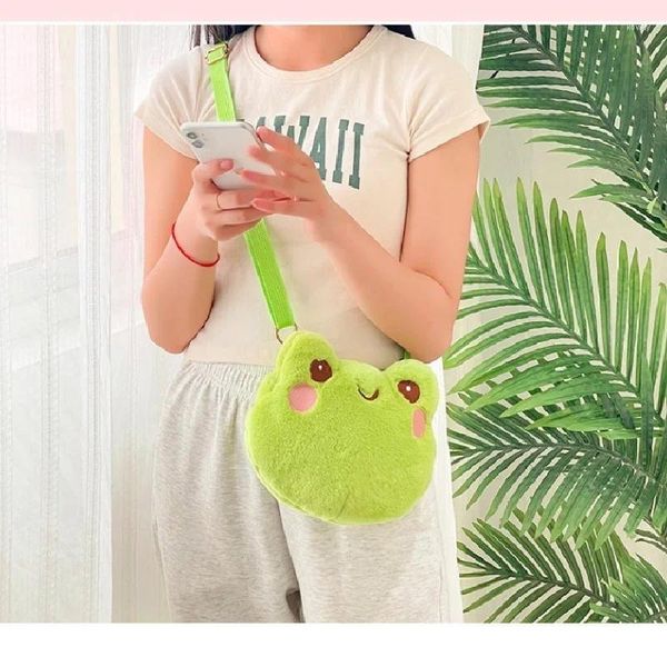 Sacs de soirée Creative drôle grenouille en peluche sac à bandoulière fille coréenne mignon dessin animé clé personnalité petite poupée