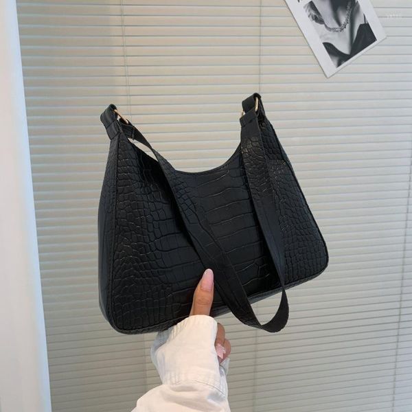 Bolsos de noche Bolso de mujer con patrón de cocodrilo 2022 Tendencia PU Cuero Hombro Moda Textura Cremallera Bolsos para mujeres de lujo