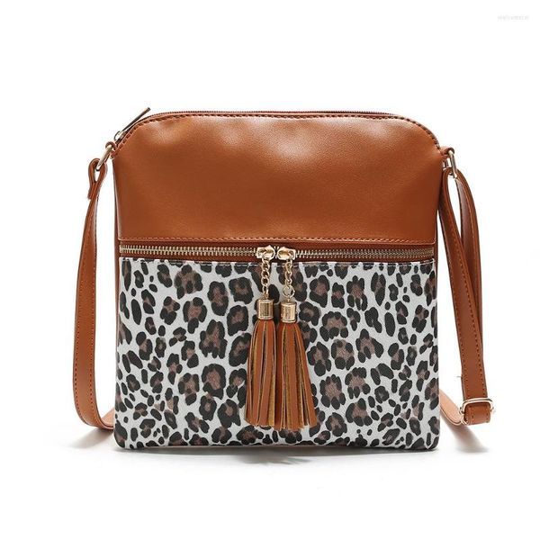 Bolsos de noche Crossbody para mujer Bump Color Leopard Tassel Bag Lady One Shoulder Worn Monederos y bolsos de diseñador de lujo Satchels