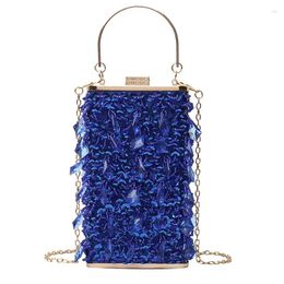 Sacs de soirée Crystal Blue Clutch Women Designer Party Purse Box Box Box Boîte Épaule Loes Garing Gold Handsbag B366