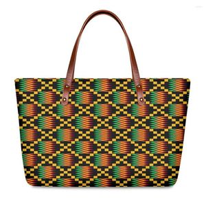 Sacs de soirée Personnalisé Africain Tribal Jaune Kente Modèle Tissu Imprimer Designer 2023 Casual Voyage Épaule Luxe Fourre-tout Sacs À Main Pour