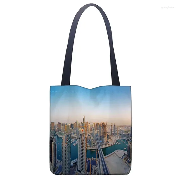 Sacs de soirée personnalisés Dubai sac à main impression toile tissu sac fourre-tout personnalisé Eco épaule unique fait shopping