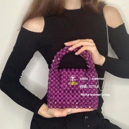 Bolsas de noche bolsas de cristal personalizadas americanas acrílicas con cuentas de cuentas de mujer Ins textura cadena de colas de mano