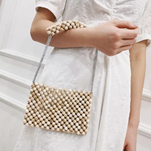 Sacs de soirée personnalisé à la main perlé tissé sac à main modèle de marbre chaîne de téléphone portable horizontale sac de mode portable pour femme