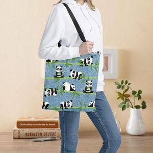 Sacs de soirée mignon Animal Panda Design sac à bandoulière pour femmes sacs à main en toile grande capacité écologique maman Eco épicerie fourre-tout Portable