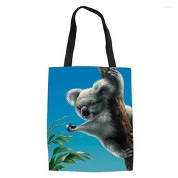 Sacs de soirée mignon dessin animé koala motif pour femmes sacs de commerce causal sac à main en tissu féminin pour adolescents scolaires quotidiens