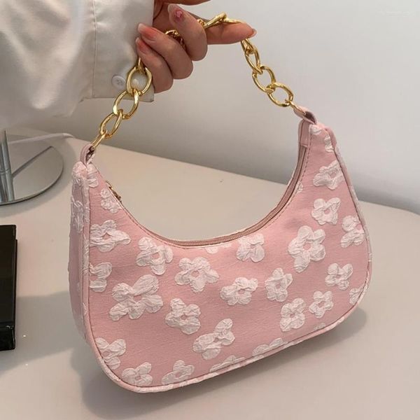 Sacs de soirée mignon fleur imprimer femmes haut-poignée sac perle chaîne dames sacs à main élégant Hobo pochette sac à main concepteur aisselles