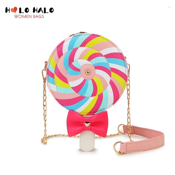 Bolsos de noche lindos bolsos y bolsos en forma de piruleta para mujeres Kawaii Circular Candy Cadena Crossbody Bag Girls Novelety Shoulder Regalos