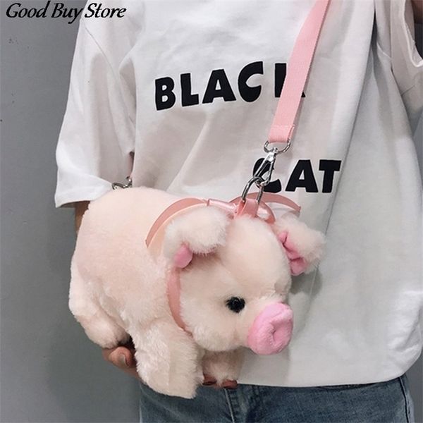 Sacs de soirée Sac à bandoulière de cochon mignon en peluche animal en peluche bandoulière femmes mode hiver doux sac à main dessin animé sacs à main téléphone stockage d'argent 221105