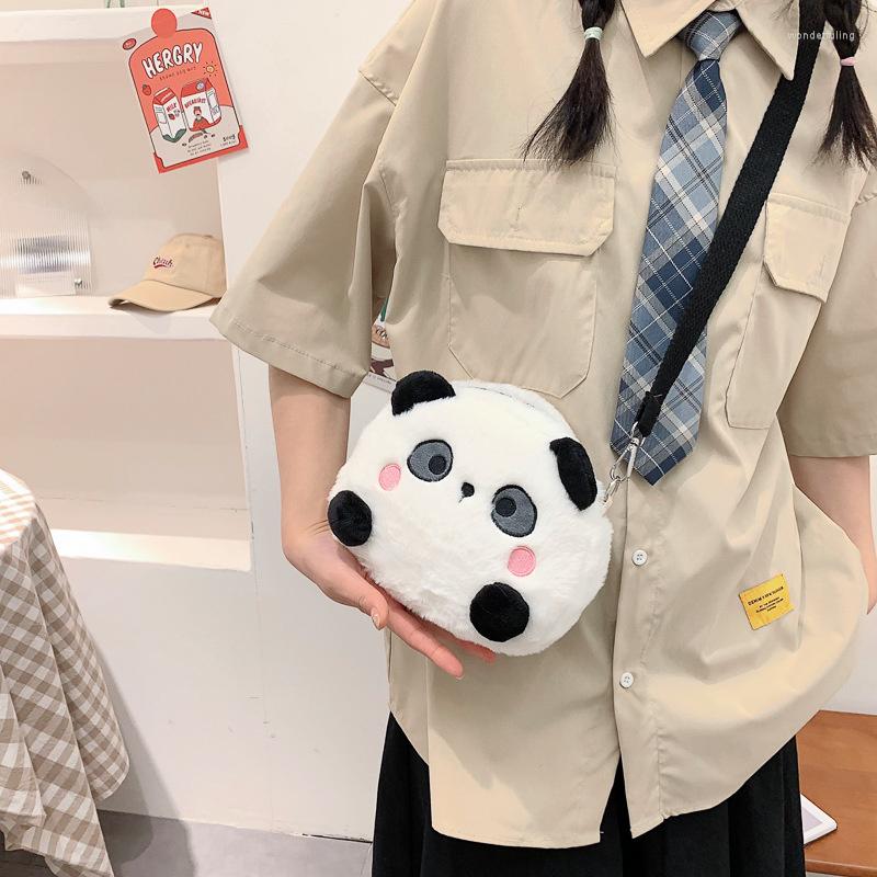 Evening Bags Cute Plush Mobile Phone Bag Female 2023 Fashion Cartoon Panda Messenger Personality Ins Girl Shoulder