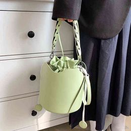 Avondtassen schattige solide kleur kleine emmertas schouder voor vrouwen 2022 mode zomer eenvoudige handtassen portemonnees vrouwelijke bakken 220517