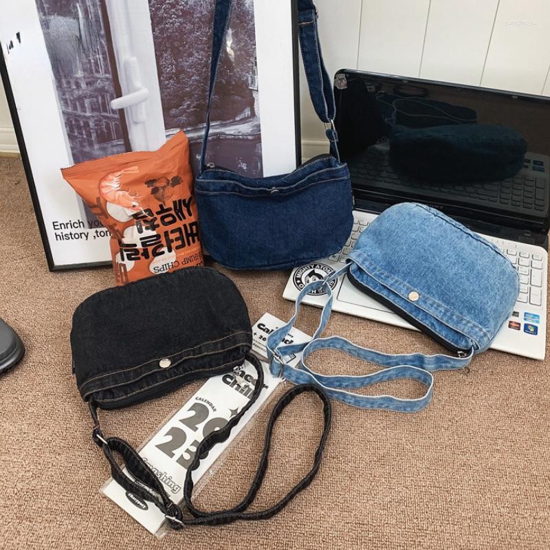 Kvällspåsar denim crossbody för kvinnor casual plånböcker och handväskor tonårsflickor telefon plånbok resor axelväska