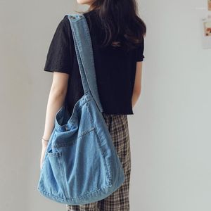 Avondtassen denim crossbody schouder voor vrouwen Japan stijl tienermeisje casual pocket books schooltas koppelingsportemonnee vaste grote jeans