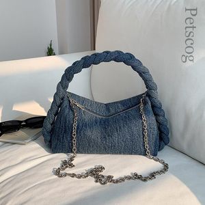 Sacs de soirée Denim Tissu Femmes Sacs à main souples Chaîne Sangle Solide Épaule Bandoulière Sac De Mode De Luxe Femme Petit Fourre-Tout Embrayage Bourse 230718