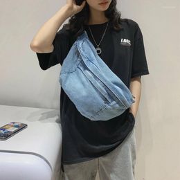 Bolsas de noche Bolso de mezclilla para mujer 2024 Paquete de pecho Cinturón Eco Coreano Messenger Y2K Hombro Cross Canvas Satchel Jeans Sling Pocket