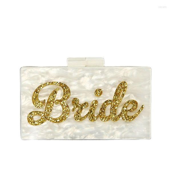 Bolsos de noche diseño perla blanco acrílico billetera bolso mujer tarjetero teléfono bolsillo personalizado nombre carta novia monedero