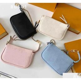 Avondtassen Designer Tas Dames Mini Pochette Accessoires Handtas Fl Leer Reliëf Zijde Sn-ketting Mahjong M80501 Drop Delivery Dh81W