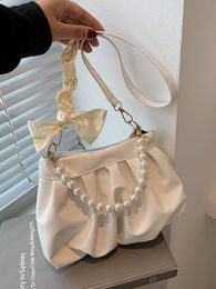 Sacs de soirée Designer perles femmes sac à bandoulière mode écharpe plissée bandoulière pour femmes 2023 luxe en cuir Pu dames sacs à mainEveni