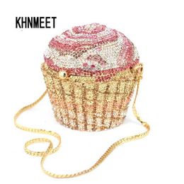 Sacs de soirée Designer Marque De Luxe Cristal Sac De Soirée De Mode Cupcake Diamant Embrayage Soirée Sac À Main Femmes De Mariage Mariée Gâteau Sacs À Main SC515 230727