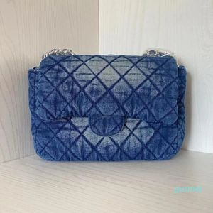 Avondtassen Designer -Denim voor dames met achterzak met kettingriem Blauw Zwart Flap Bag Female