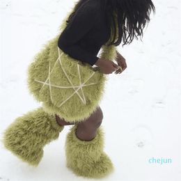Avondtassen Designer Fluffy Plush Women Bag Millennium Y2K Faux Fur Crossbody Spice