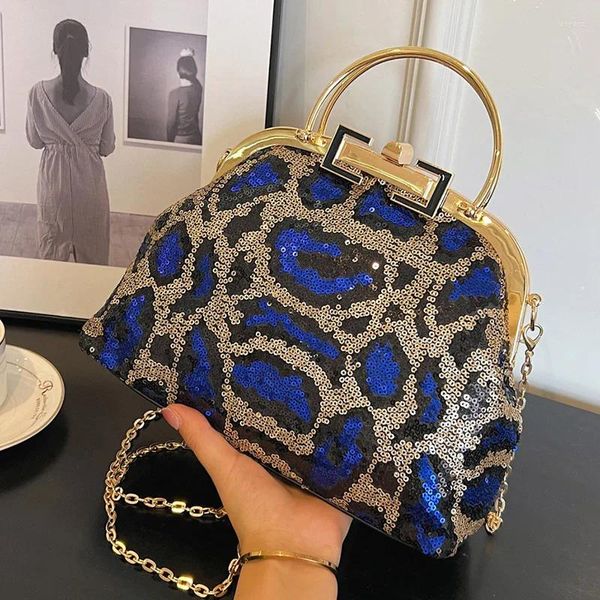 Bolsos de noche Diseñador Mujeres Bling Party Bolsos Clutch Lady Lentejuelas Hombro Banquete Azul Verde Cadena Messenger Shell Clip