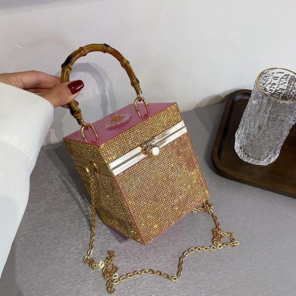 Sacs de soirée diamant rond acrylique boîte fête pochette mode femmes sacs à main et sacs à main sac à bandoulière de luxe mariage 2023