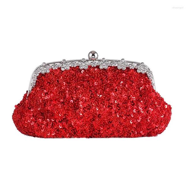 Sacs de soirée Sacs à main de paillettes de diamant magnifique grand sac de mariée rouge simple 2024 fourre-tout portefeuille bandoulière femme