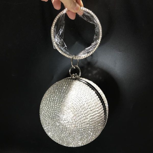 Avondtassen Diamond Dames Crystal Round Clutch Bag Voor Mode Handtassen En Portemonnees Mini Metal Wedding Party ClutchesAvond