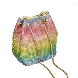 Sacs de soirée diamants mode épaule bandoulière couleur strass sac seau Mini femmes Style doux sacs à main