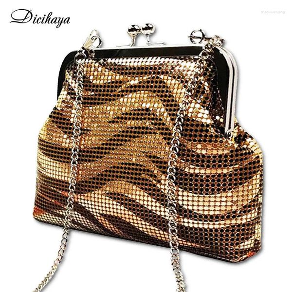 Bolsos de noche Dicihaya mini embrague plateado plateado cristal brillante cena carteras de boda y bolso de oro diseñador de lujo hombro