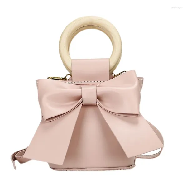 Bolsas de noche DIY Big Bowknot Bucket Bolso Mano Costura con herramientas de costura Hombro PU Bolsa de cuero Accesorios