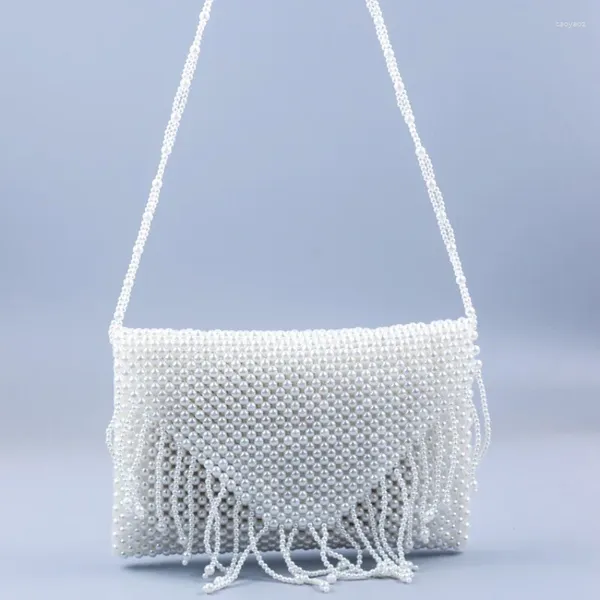 Sacs de soirée DIY Tissé à la main INS Perlé Perle Gland Design Bandoulière Pour Femme Tendance Mobile Sac À Main Pour Femme Personnalisation