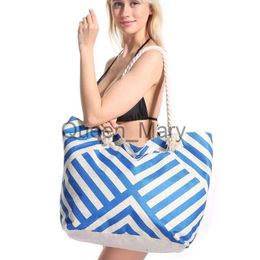 Borse da sera Telecamere a cupola Borsa da spiaggia di grande capacità Tote Summer Tote bag in tela per prendere il sole Stripe Print Impermeabile Corda di canapa Manico a tracolla per Wome J230630