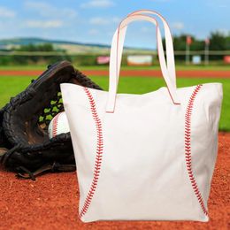 Sacs de soirée Domil103 1pcs blanc baseball toile softball sac fourre-tout doublé broderie sport femme sac à main grande capacité pour gym