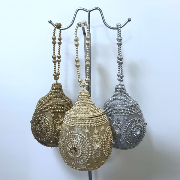 Sacs de soirée DOYUTIG rétro Style indien fait à la main en métal sac à main dame diamant perles embrayages de mariage femme sac de beauté pour la fête F757 230727