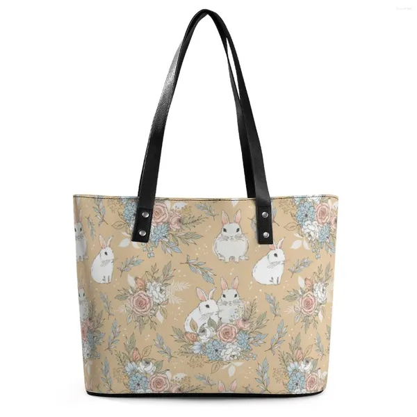 Sacs de soirée Pâques Floral Sacs Retro Egg Business Tote Sac Étudiant épaule moderne Pockic Graphic PU Cuir Shopping