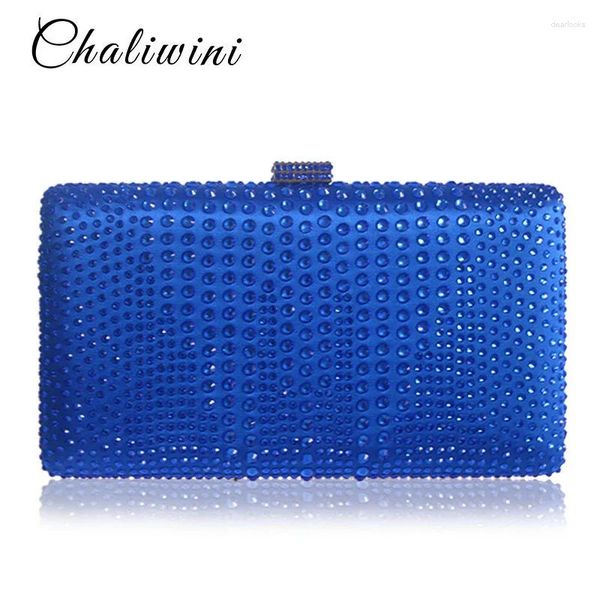 Bolsos de noche Elegancia Blue Red Glitter Paquete Renonas Renonas Mujeres Clutch Lady Wallet Nigeriana Boda y bolsa a juego