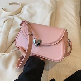 Bolsos de noche elegantes de cuero Pu para mujer, bolso de hombro con broche de corazón de amor para mujer, bolso de lujo para mujer, bolso de mano, bolsos de mano cruzados