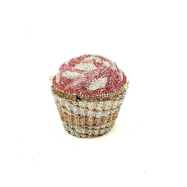 Bolsos de noche Accesorios elegantes para mujeres Hermosos diamantes Embragues de lujo Coloridos Cupcake Monederos de cristal Fiesta de boda nupcial 1838