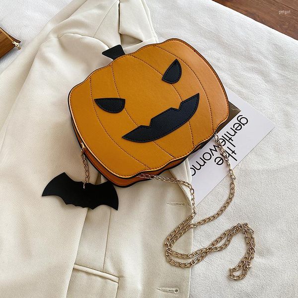 Sacs de soirée Est Femelle Funny Bandoulière Sac à main Halloween Diable Citrouille en forme de mode Sauvage Fantastique Sac à bandoulière avec sangle de chaîne