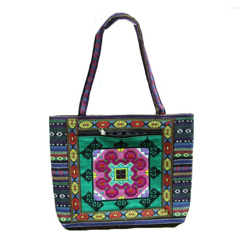 Akşam çantaları etnik tarzı çanta el dokuma kumaş işlemeli omuz retro kadınlar çanta büyük alışveriş 6 renk