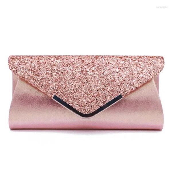 Sacs de soirée Europe Amérique Mode Pu Sequin 2024 Classique Tendance Bleu Noir Rose Embrayages Sacs À Main Chaîne Sac À Bandoulière Pour Femmes